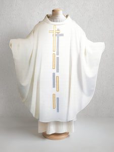 Reflection Cross Chasuble in White