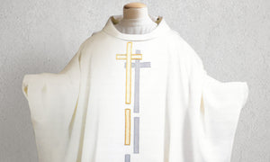 Reflection Cross Chasuble in White