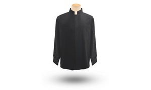 Men's Long Sleeve Tab Collar Clergy Shirt in Black