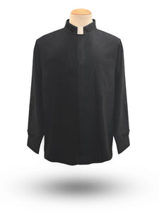 Men's Long Sleeve Tab Collar Clergy Shirt in Black