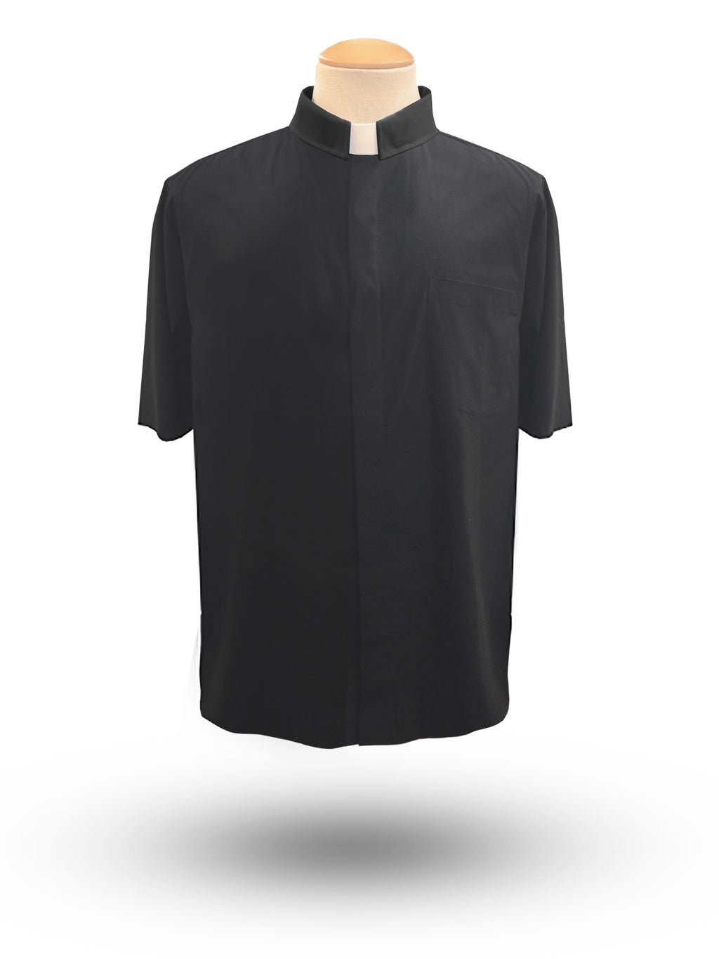 Men's Short Sleeve Tab Collar Clergy Shirt in Black