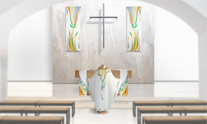 Water & Foliage <br> Altar Scarves in White