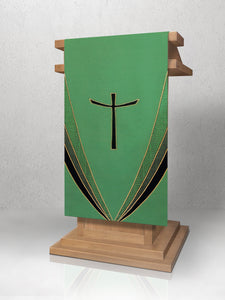 Curvilinear Cross Lectern Hanging <br> in Green