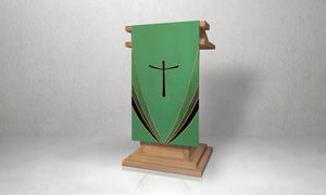 Curvilinear Cross Lectern Hanging <br> in Green