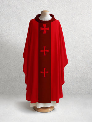 376 Crucifixion Chasuble in Red