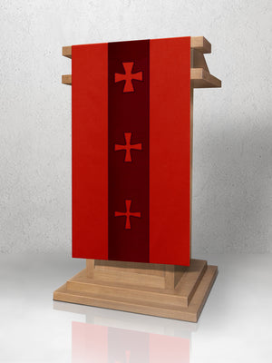 376 Crucifixion Lectern Hanging in Red