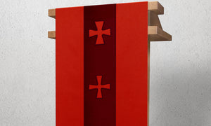 376 Crucifixion Lectern Hanging in Red