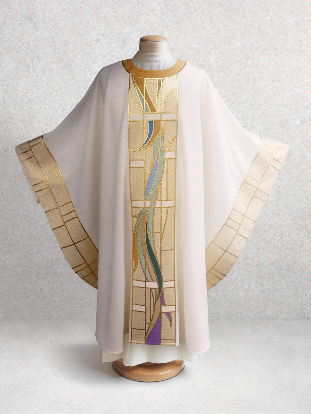 Stained Glass Chasuble in White & Gold