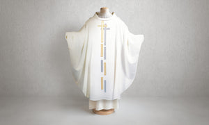 Reflection Cross Chasuble in White