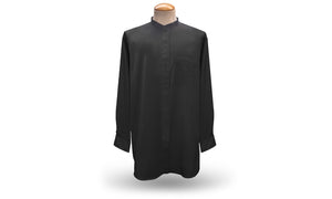 Men's Long Sleeve <br> Neckband Clergy Shirt <br> in Black