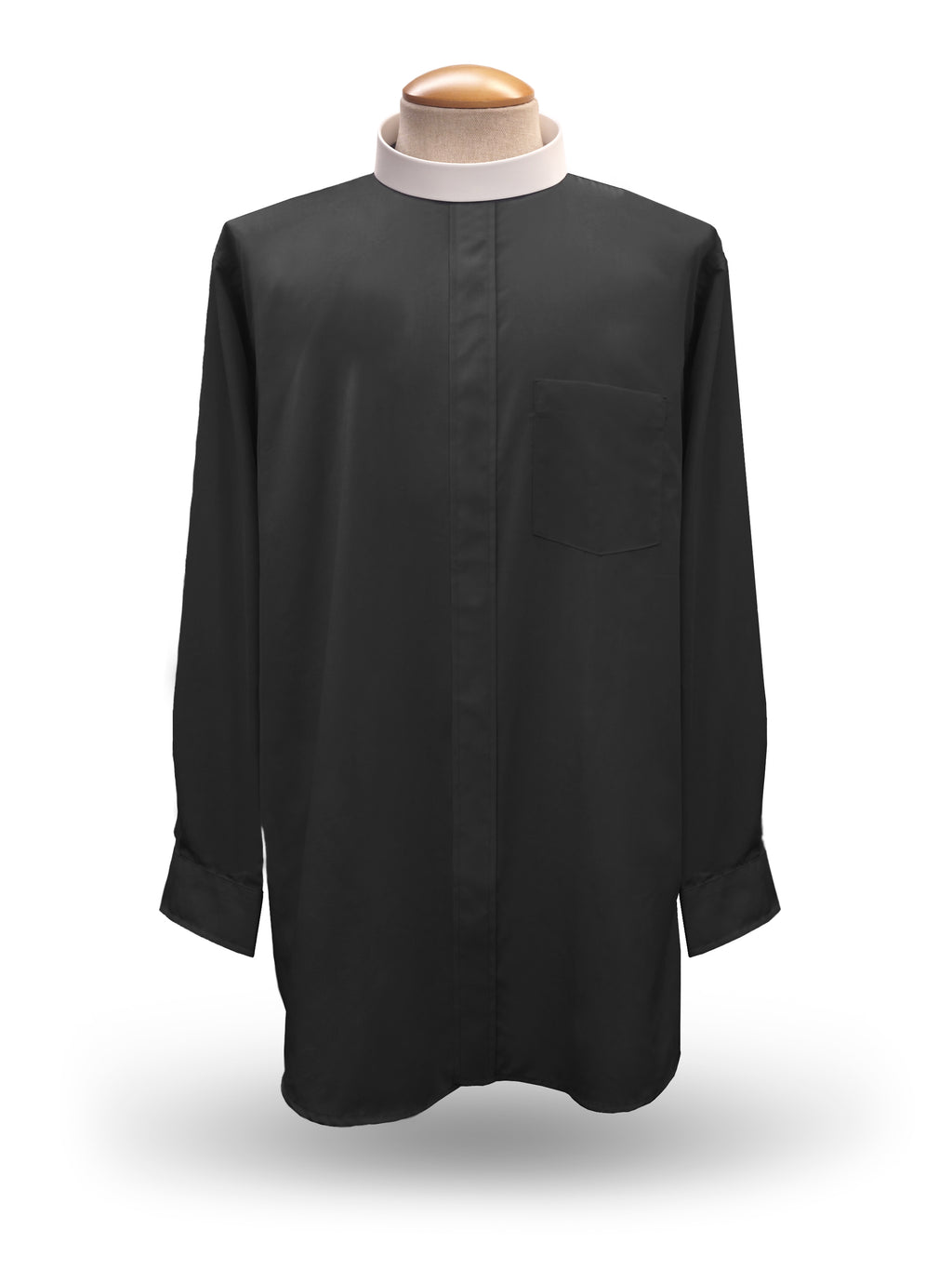Men's Long Sleeve <br> Neckband Clergy Shirt <br> in Black