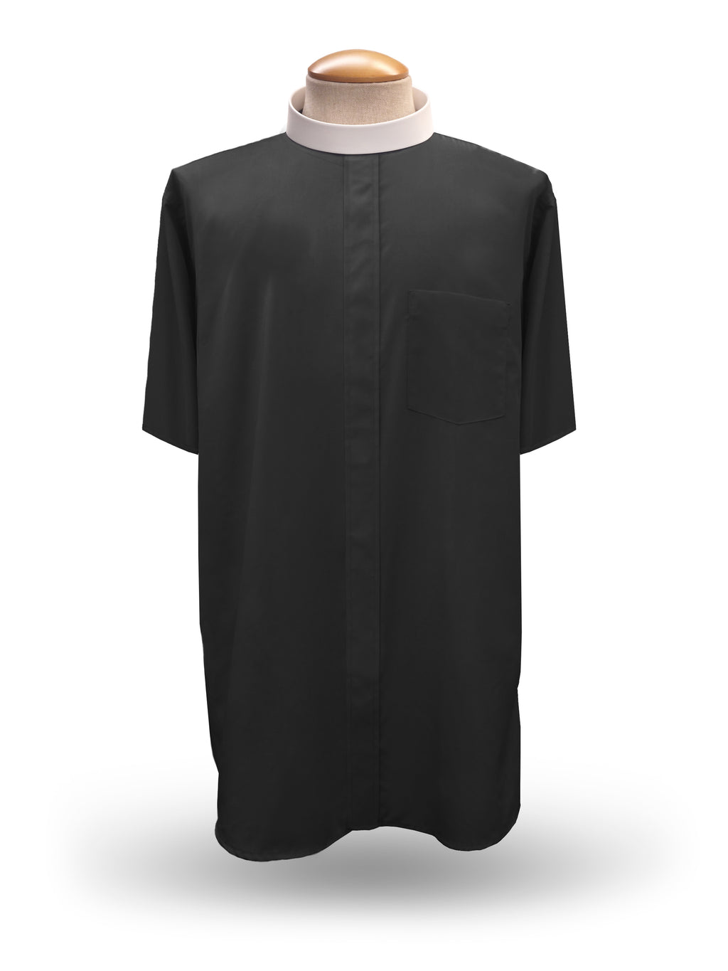 Men's Short Sleeve <br> Neckband Clergy Shirt <br> in Black