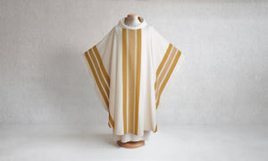 Pillar Woven Chasuble in White & Gold