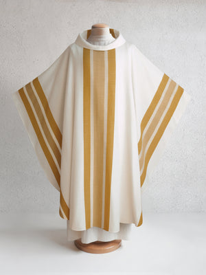 Pillar Woven Chasuble in White & Gold